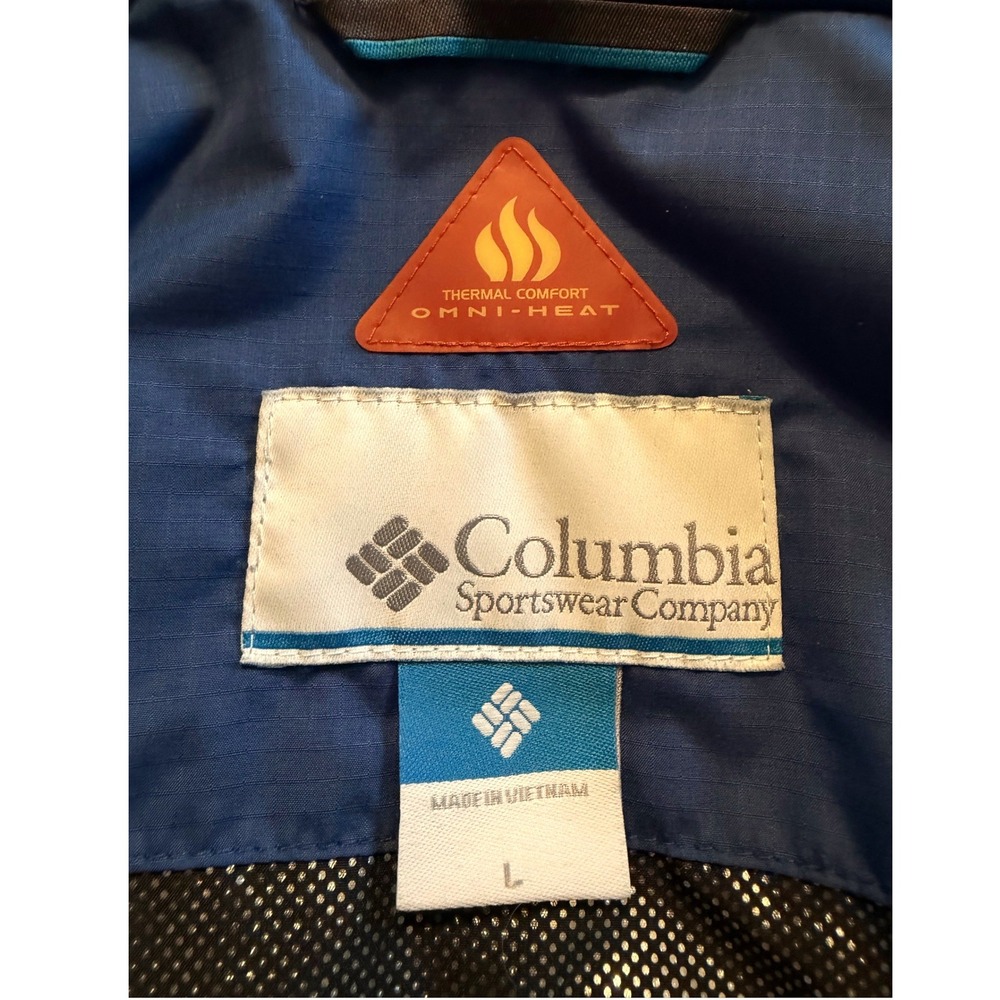 Columbia Omni-Heat Puffer Jacket Mens Blue Insulated Full Zip Ripstop Coat - Picture 13 of 13
